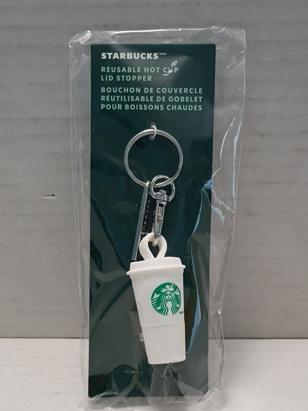 Starbucks White & Green Reusable Cup Keychain New Sealed